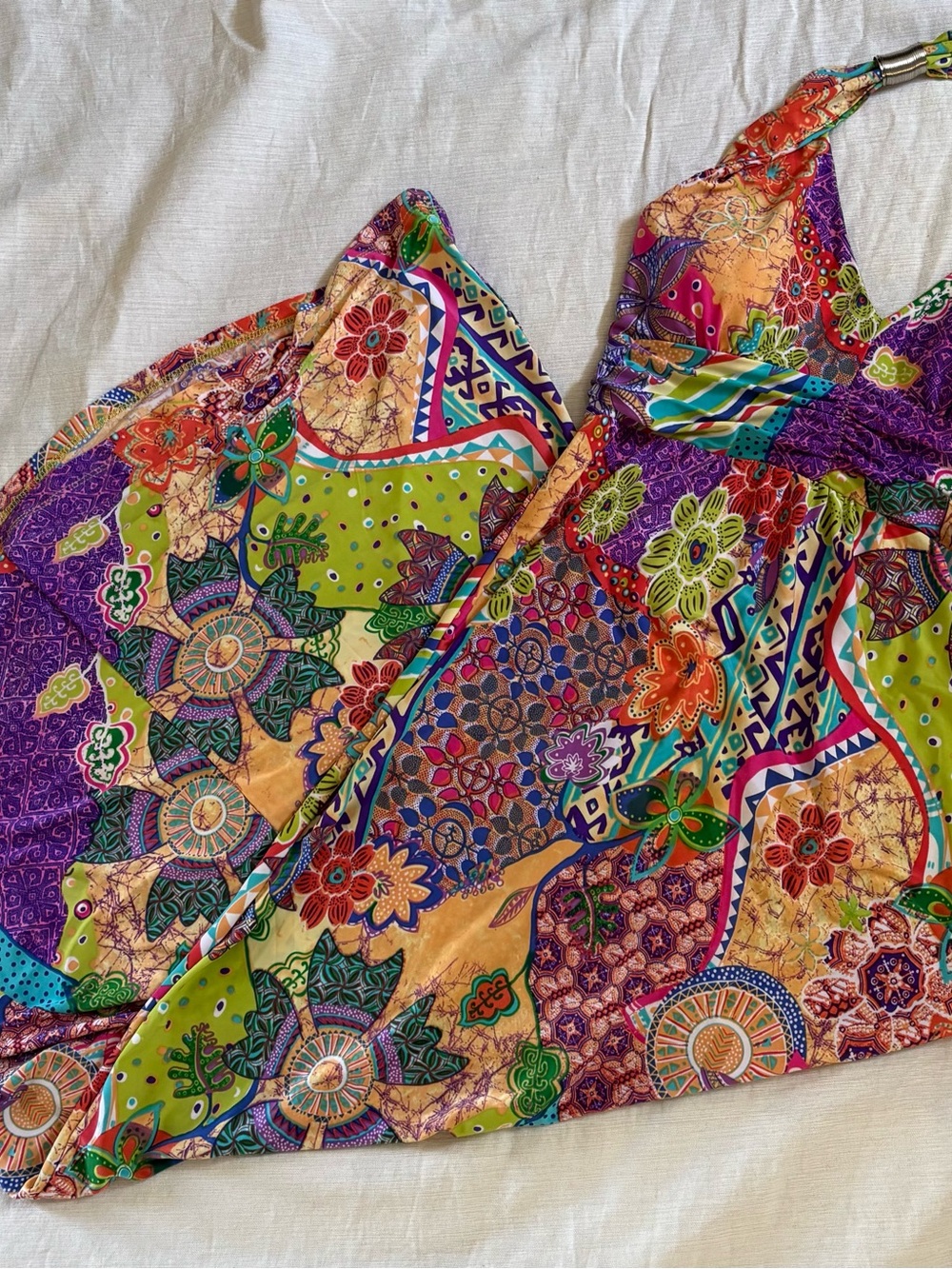 Boho maxi dress Vibrant Multicolor - Bold Floral & Geometric Print